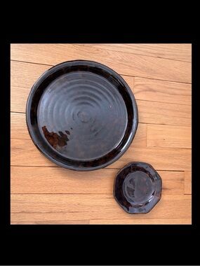 Vintage Set of 2 Ceramic Stoneware Dishes, New vintage circa Y2K.